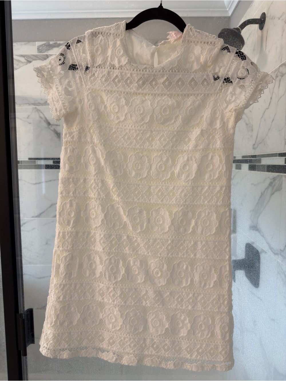 White Lace Short Sleeve Dress - Classic Feminine Style